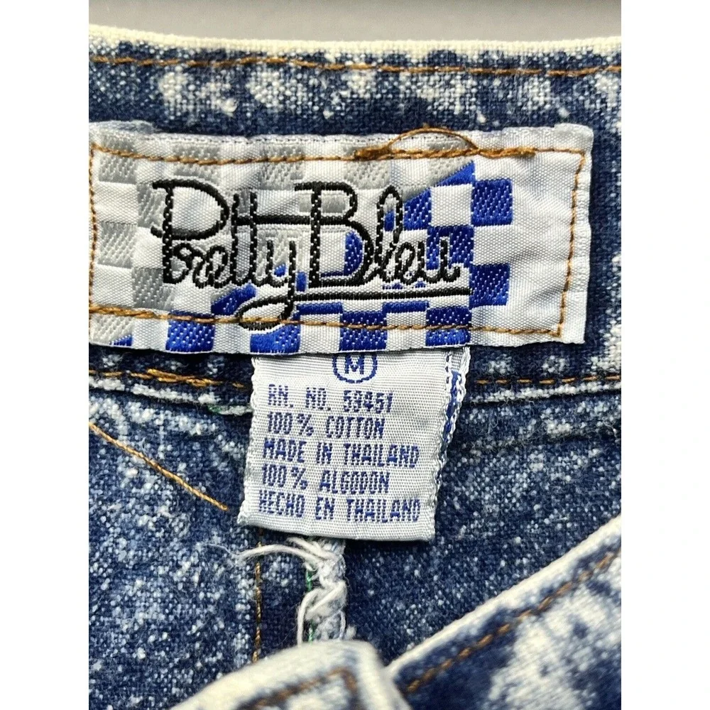 Pretty Bleu Denim Shorts Womens Medium Blue Acid Vintage‎ Embroidered Hi Rise